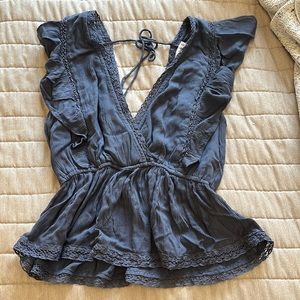 A&F blue open back top